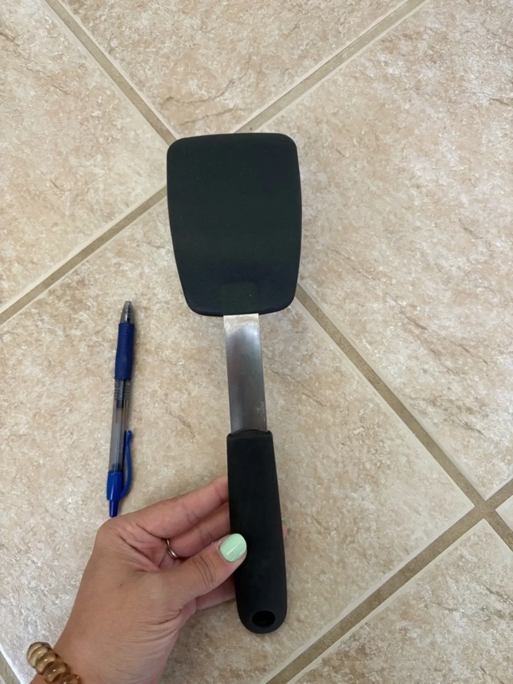 OXO Silicone Flexible Turner: Black Cooking Spatula, Stainless Steel Handle, 12